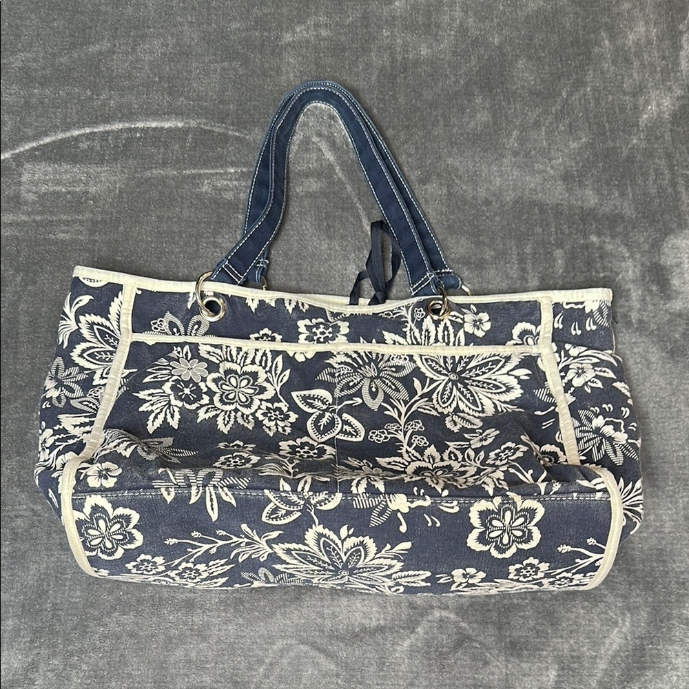 Floral Blue and White Tote Bag Preloved GUC - Picture 8 of 14